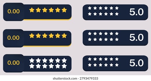 Five Star Rating Review Bar Feedback Score Evaluation System for Customer Satisfaction Survey Product Ranking and Service Quality