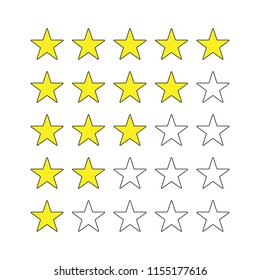 Five Star Rating for Review Flat Icon Vector