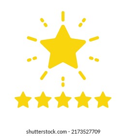 Five star rating review icon design vector. Mega star feedback satisfaction quality symbol illustration.