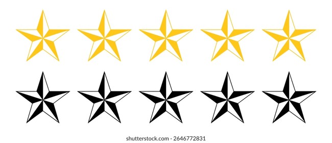 Five star rating review star vector isolated on white background. customer feedback symbol