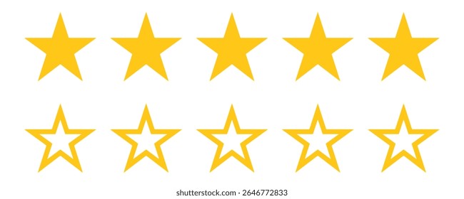 Five star rating review star vector isolated on white background. customer feedback symbol
