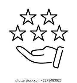 símbolo de línea delgada del botón de recompensa de clasificación de cinco estrellas