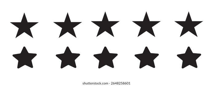 Five Star Rating for Satisfaction Review Concept.Star icon. Vector 5 stars rating review. Quality shape design.Customer feedback concept.