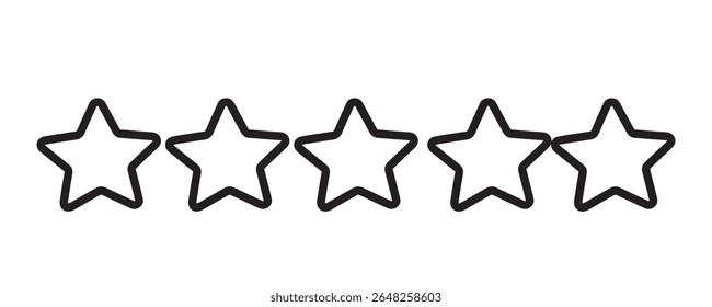 Five Star Rating for Satisfaction Review Concept.Star icon. Vector 5 stars rating review. Quality shape design.Customer feedback concept.