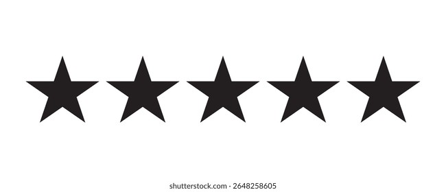 Five Star Rating for Satisfaction Review Concept.Star icon. Vector 5 stars rating review. Quality shape design.Customer feedback concept.