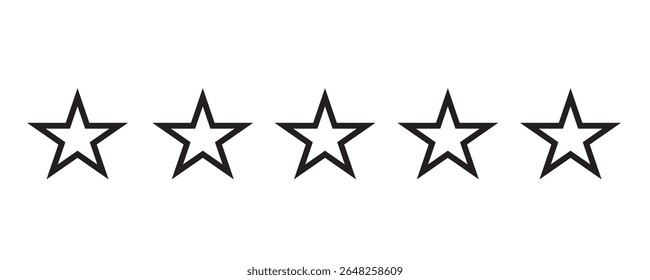 Five Star Rating for Satisfaction Review Concept.Star icon. Vector 5 stars rating review. Quality shape design.Customer feedback concept.