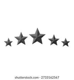 Escala de calificación de cinco estrellas en estilo de semitono aislado sobre fondo blanco. Ilustración monocromática mínima para revisión, Comentarios, calidad, satisfacción, clasificación y concepto de evaluación.