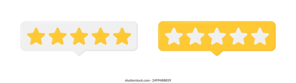 Iconos de conjunto de calificación de cinco estrellas. Estilo plano. Iconos del vector.
