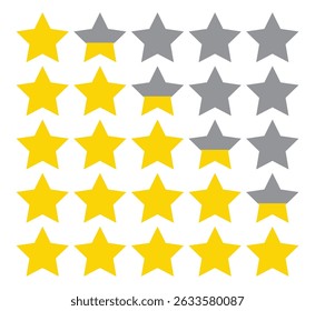 Five star rating. Rating Stars Illustration On White Background.  Big set stars 10 eps.