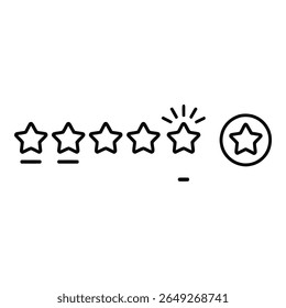 Five Star Rating System Modern Line Art Icon User Review Feedback Customer Satisfaction App UI Element
