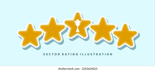 Five Star Rating With Trophy Icon vector design inspiration