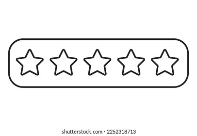 Calificándonos de cinco estrellas, clasificación de productos. Concepto de retroalimentación. Dibujo de ilustraciones vectoriales en un estilo plano aislado en fondo blanco.
