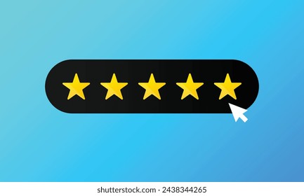 Five star rating vector design sign, symbol. Feedback, Review, and rate us icon. Vector Illustration