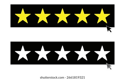 Símbolo de design vetorial de classificação de cinco estrelas. Ícone Comentários, Revisão e classificação. Ilustração vetorial .EPS 10 .
