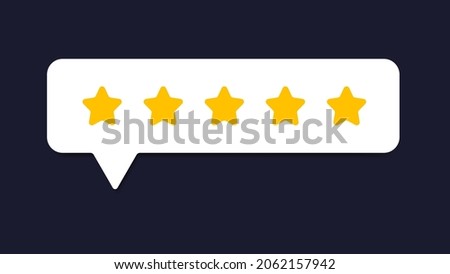 Five star rating vector in flat style design isolated on background. Feedback, Review, and rate us concept. EPS 10 vector illustration.