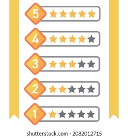 Fünf-Sterne-Rating-Vektorgrafik