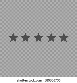 Five star rating. Vector illustration EPS 10 on transparent background.