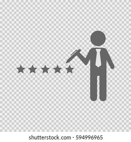 Five star rating. Vector illustration EPS 10 on transparent background.