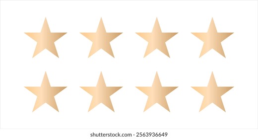 Five star review icon. Vector gold five star. illustration