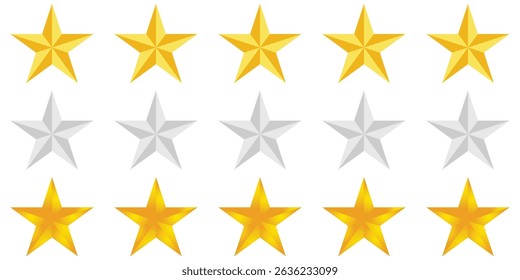 Five Star Review Icons Set Premium Quality Flat Vectors for  Feedback  Product Ratings