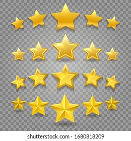 Five star review vector image. Abstract 5 stars symbols ranking, yellow rating and quality clipart object patterns isolated on transparent background for mobile reviews and survey services