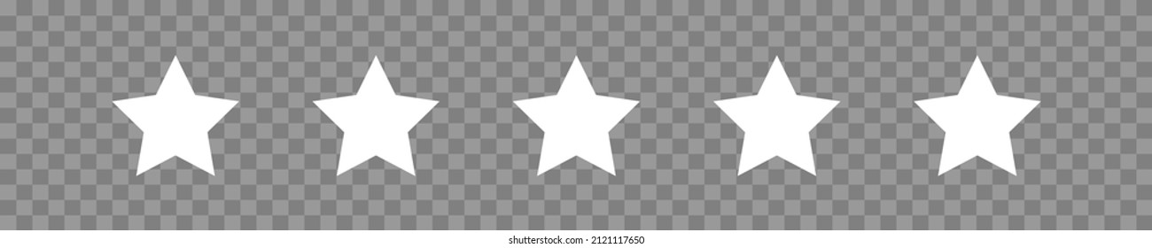 Five star set white icon on white background. Isolated vector for rating statistics