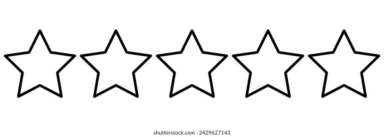 Five star stroke style isolated vector element. Vector linear customer sign. Positive feedback icon. Customer feedback review star rating symbol. Vector illustration. Eps file 546.