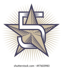 Five star symbol. Vector illustration.
