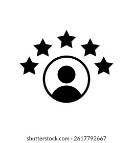 Five star work experience icon. Person rating sign symbol. Customer review satisfaction symbol