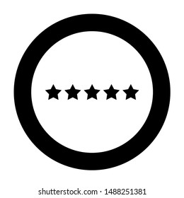 Five stars 5 stars rating concept icon in circle round black color