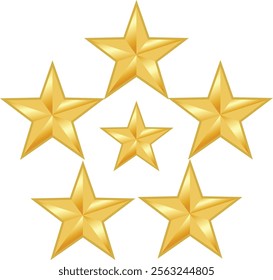 Five stars army, military, award, medal, honour, reward Navy 5 star service, score, golden detailed realistic medal icon for apps, UI, template and websites. Customer review quality satisfaction eps
