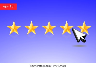 Five Stars And Arrow Cursor Vector Illustration. Choose 5 Stars 