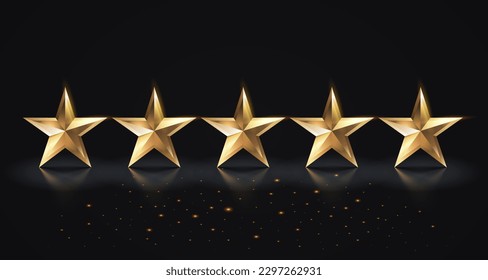 Five Stars best award sign, golden object. Vector illustration