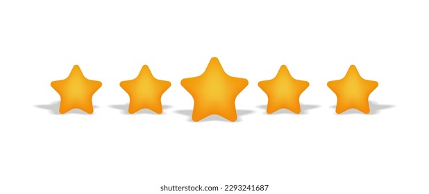 Five Stars in cartoon style on white background. Pentagram vector. Vector illustration.