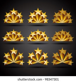 Five stars classic style icons set, vectors collection.