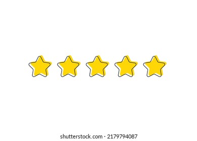Five stars customer feedback. Yellow stars for customer review, feedback and survey. Five stars rating icons in flat outline style. Customer satisfaction and review concept. Vector