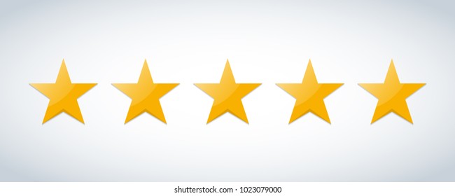 Five stars customer product rating review flat icon for apps and websites.