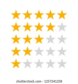 Five Stars Customer Product Rating Review Icon For Apps And Websites Isolated On A White Background. Vector Icon Illustration. Unique Pattern Design For Brochures, Web, Printed Materials, Logos