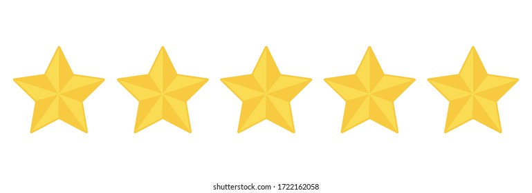 Five stars customer product rating review flat icon for apps and websites.