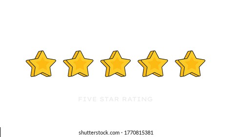 Five stars customer product rating review. Modern flat style vector illustration.