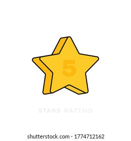Five stars customer product rating review. Modern flat style vector illustration.