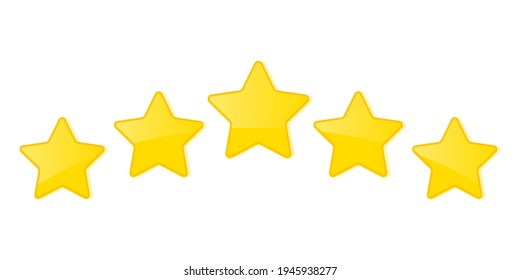 Five stars customer product rating review flat icon for apps and websites