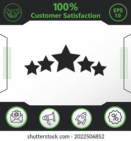 Five stars customer product rating review vector icon graphic elements for your work - Modern design