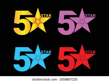 Five stars customer product rating review logo and icon for apps and website