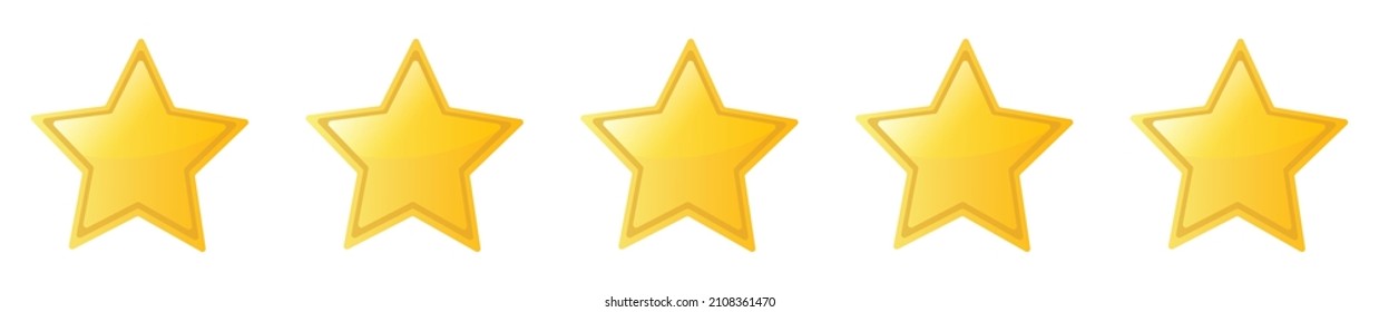 Five stars customer product rating review flat icon for apps and websites, products. illustration vector.