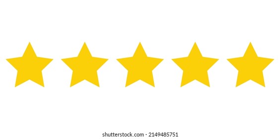 Five stars customer product rating review flat icon for apps and websites, vector. Five stars rating.