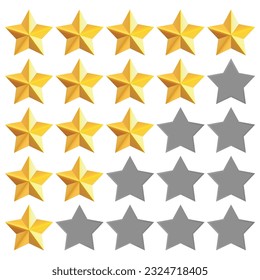 Five stars customer product rating review flat icon for apps and websites