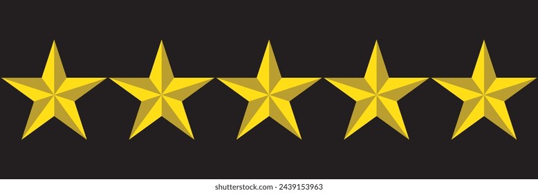 Five stars customer product rating review flat icon for apps and websites. Star icon. Customer feedback concept. Vector 5 stars rating review. Classic rank isolated.