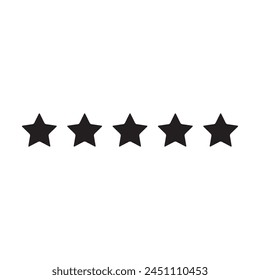 Five stars customer product rating review icon, simple black five starts rating review illustration for web and app..eps