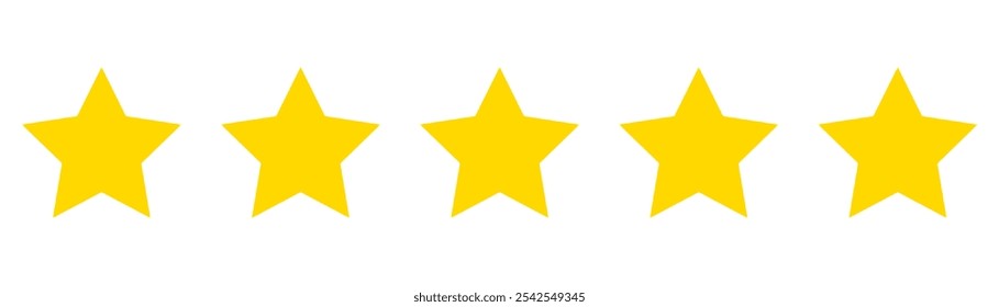 Five stars customer product rating review flat icon for apps and websites. Graphic symbol flat design interface illustration elements for app ui web banner button vector isolated on white background